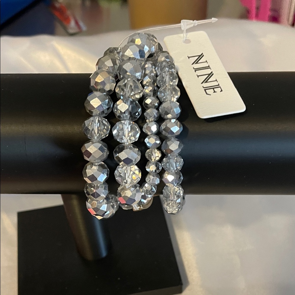 Silver Beaded Bracelet Set